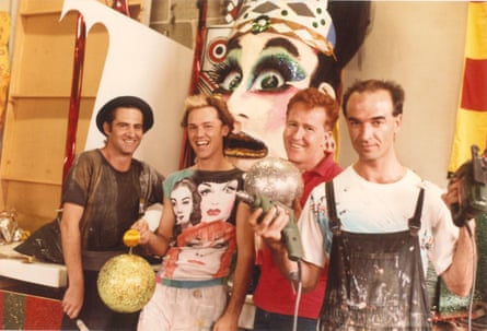 Peter Tully, Philip Mills (Doris Fish), Ron Smith and in the Sydney Gay Mardi Gras Workshop, February 1986.
