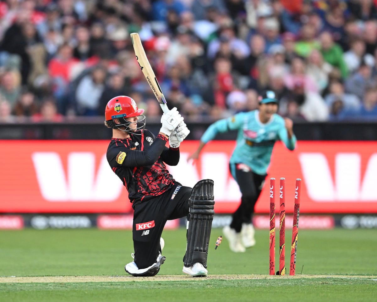 Jake Fraser-McGurk is bowled while playing a BBL match for Melbourne Renegades against Brisbane Heat