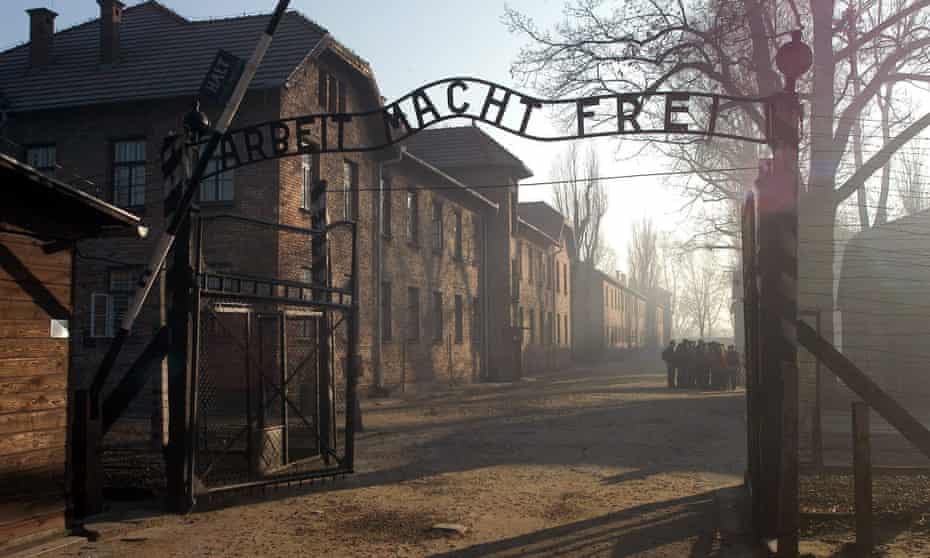 The entrance to the former Auschwitz-Birkenau concentration camp in southern Poland