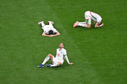 Morocco’s players react after their defeat in January’s Africa Cup of Nations final.