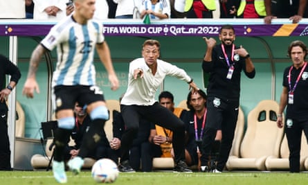 Saudi Arabia coach Hervé Renard on the touchline against Argentina