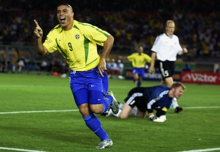 Ronaldo celebrates after scoring the first of his two goals in the final against Germany.