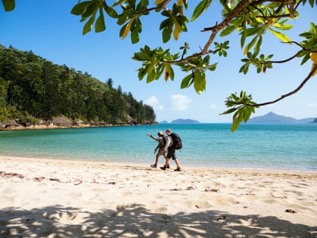 The three-day Ngaro track traverses coast, forest and rocky peaks on Whitsunday Island in Queensland.
