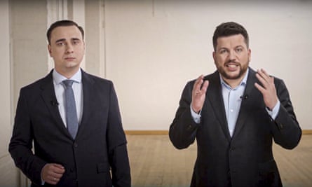 Leonid Volkov, right, and his colleague Ivan Zhdanov appeared in a video on YouTube.