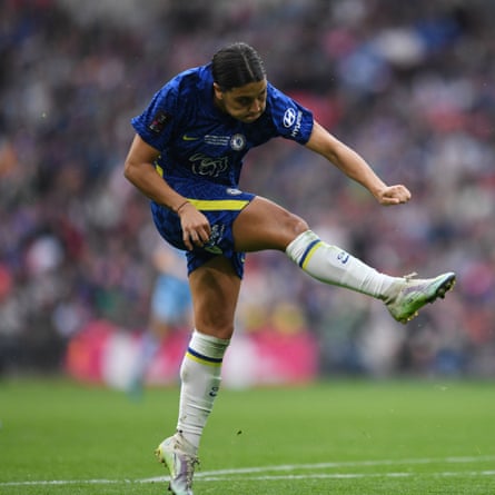 Sam Kerr scores her second, and Chelsea’s third goal.