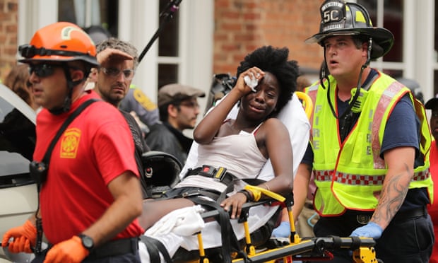 A car ploughed into counter-demonstrators following the shutdown after clashes near Lee Park, where a statue of Robert E Lee was slated to be removed.