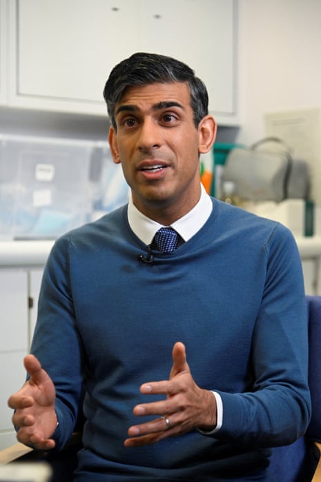 Rishi Sunak speaking to the media during a visit to Berrywood hospital in Northampton this morning.