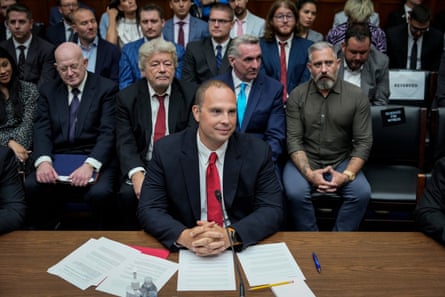 Former USAF intelligence officer David Grusch speaks at the congressional hearing on UAPs, July last year.