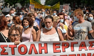 Protesters in Greece marching against the compulsory Covid vaccine.