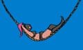 cartoon of woman relaxing in bondage gear