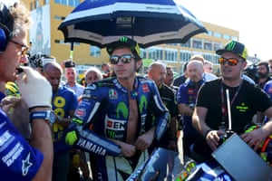 Valentino Rossi in the pit-lane before the start of the 2015 Valencia Grand Prix.