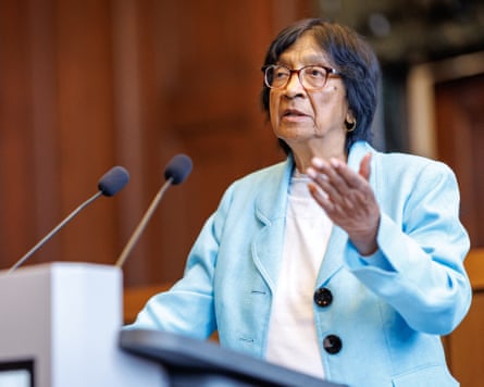 Navi Pillay speaking at a lectern.