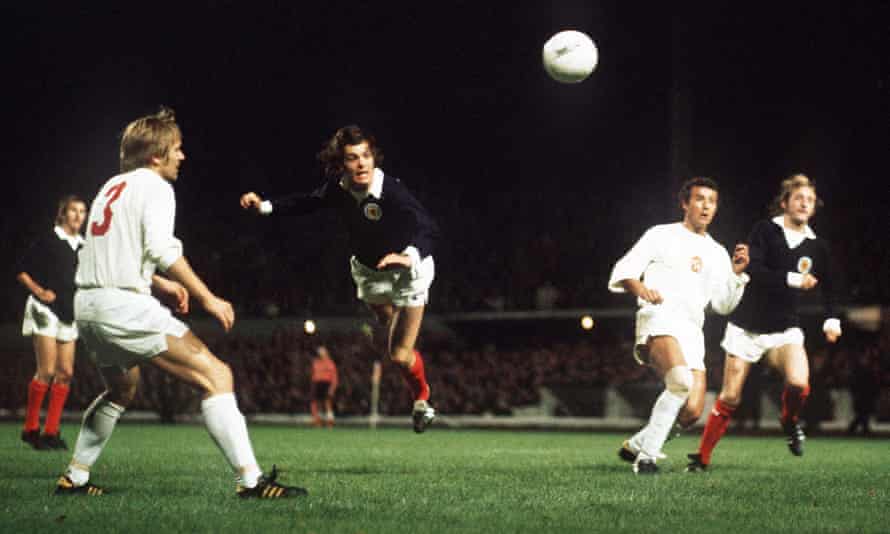 Joe Jordan heads home against Czechoslovakia on 26 September 1973 to send Scotland to the 1974 World Cup