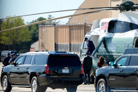 Joe Biden arrives on Marine One at Andrews Air Force Base, Md., Saturday, April 13, 2024.