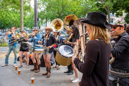 A band playing in Menilmontant, Paris, during the Fete de la Musique.