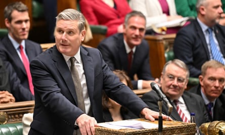 Keir Starmer stands at the dispatch box in the Commons