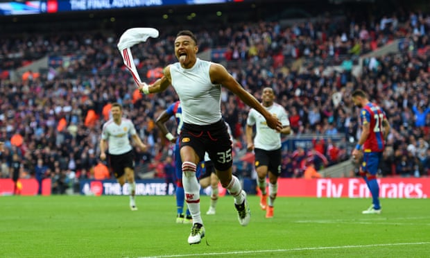 Manchester United’s Jesse Lingard wheels away after scoring the winning goal in the FA Cup final against Crystal Palace. Photograph: Shaun Botterill/Getty Images Manchester United’s Jesse Lingard wheels away after scoring the winning goal in the FA Cup final against Crystal Palace.