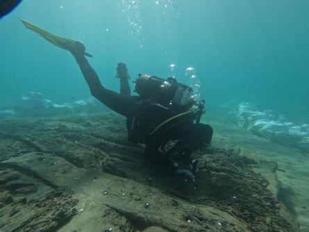 A member of the Herakles Project team examines a wreck in the Bay of Algeciras