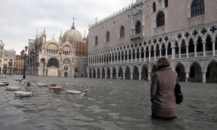 The Piazza San Marco, Venice’s lowest point, now floods around 100 times a year.