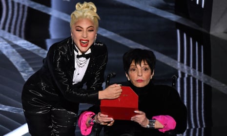 ‘I don’t want people to worry about me’ … Liza Minnelli, right, and Lady Gaga on stage at last month’s Oscars.