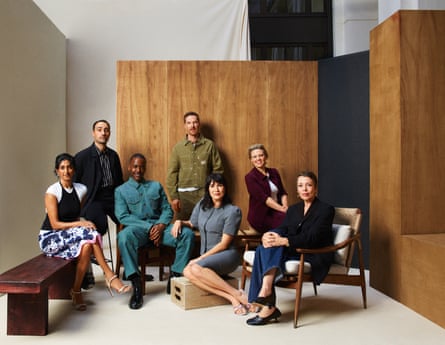 The cast of The Roses (from left), Sunita Mani, Jamie Demetriou, Ncuti Gatwa, Benedict Cumberbatch, Zoë Chao, Kate McKinnon and Olivia Colman.