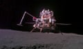 The lander-ascender combination of the Chang'e-6 probe sits on the surface of the moon