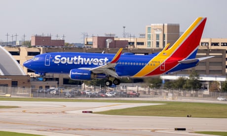 A Southwest Airlines flight lands in Chicago.