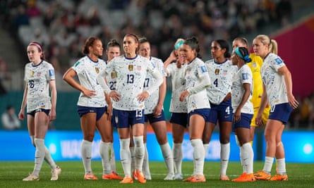 The USA team at full-time against Portugal