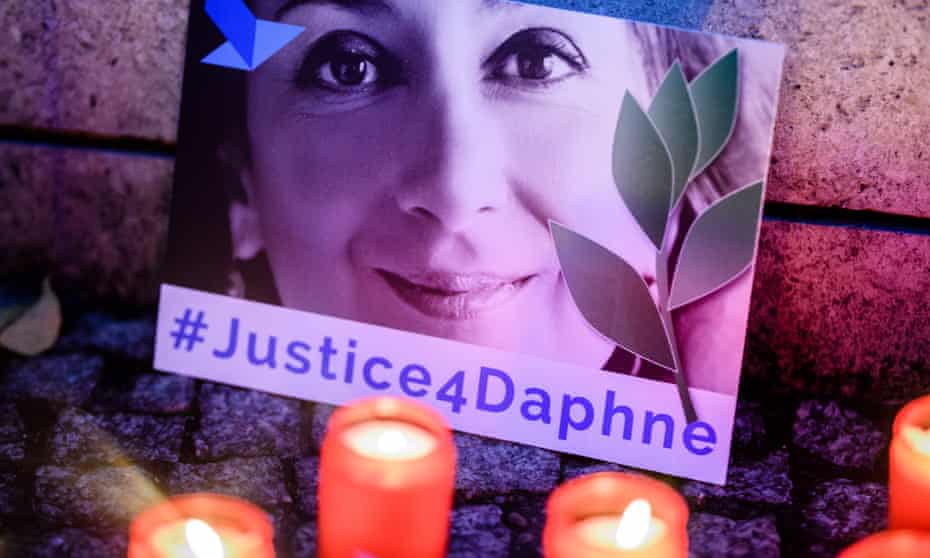 A vigil on the first anniversary of the murder of anti-corruption journalist Daphne Caruana Galizia. 