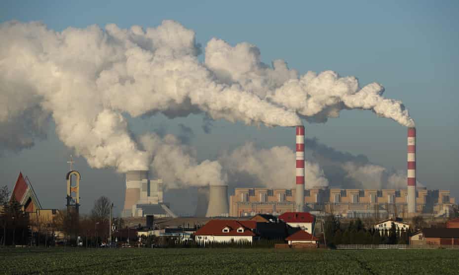 Steam and smoke rise from Belchatow power station in Poland.