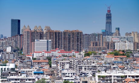 Landscape of Wuhan city, with a view as seen from the yellow crane tower.