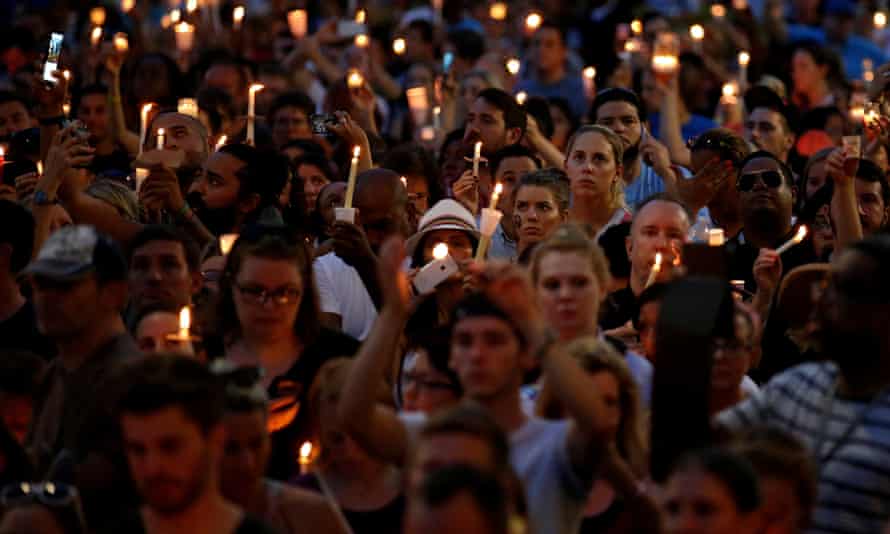 People gathered in Orlando on Monday night to remember the victims of the Pulse massacre.