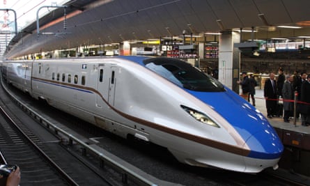 The new Hokuriku Shinkansen bullet train at Tokyo station