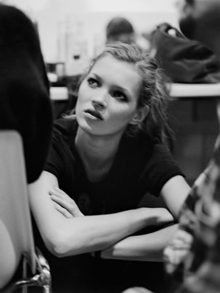 Baby face: a young Kate Moss gets ready in hair and makeup at Vivienne Westwood, 1993.