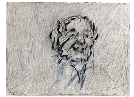 Frank Auerbach, Self Portrait IV, 2018, Graphite White chalk and Indian Ink, 22 3-4 x 30 1-4 in, 58 x 76.9 cm, Copyright Frank Auerbach, Courtesy Marlborough Fine Art