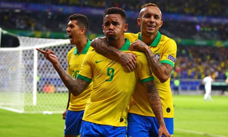 Gabriel Jesus celebrates the opening goal of the game