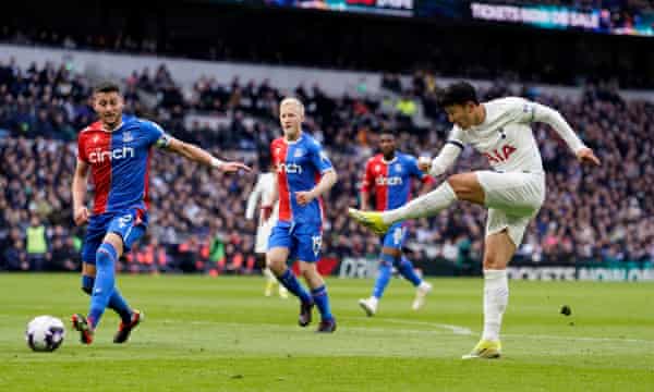 Son Heung-min scores for Tottenham against Crystal Palace.