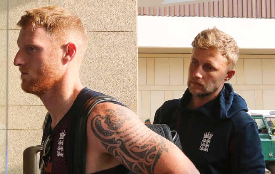 England’s captain Joe Root and Ben Stokes arrive at the team hotel in Colombo after their tour was called off.