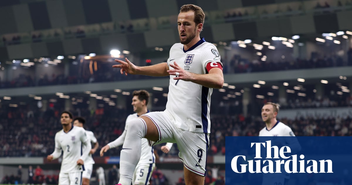 England win every group game without conceding after Kane’s double sinks Albania
