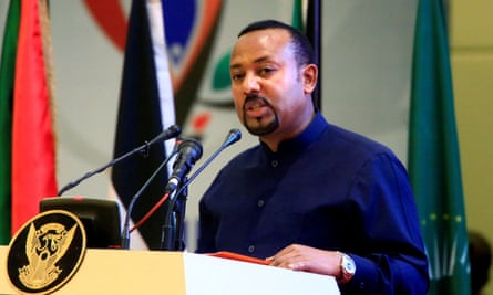 Abiy Ahmed addresses delegates during the signing of Sudan’s power-sharing deal in Khartoum in August.