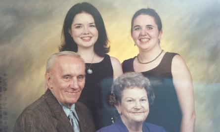 Family bonds: Mary Anna King with her sister Becca and the grandparents who adopted them.