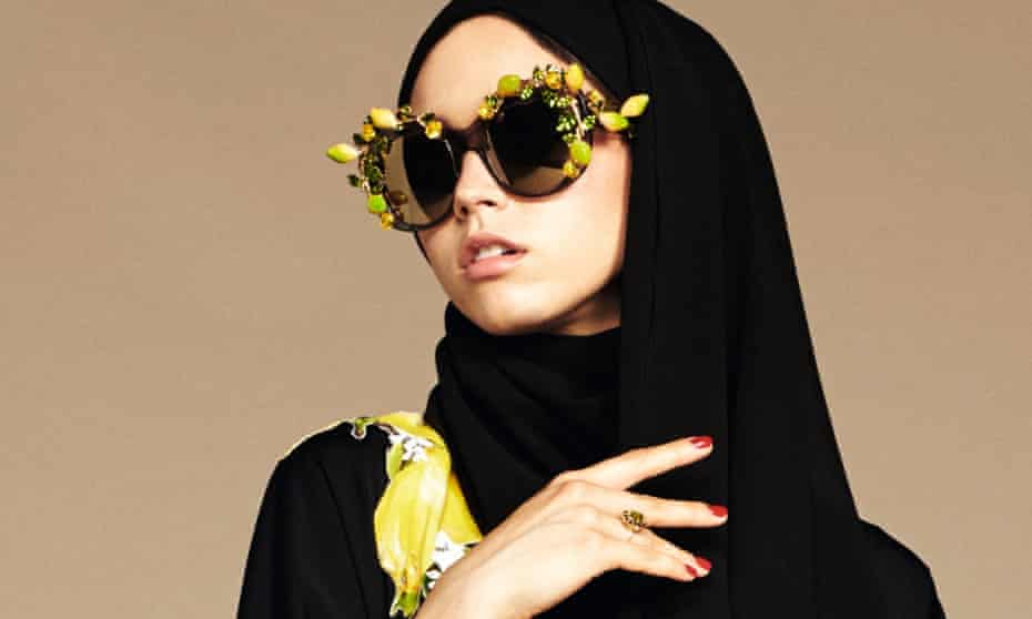 Dolce & Gabbana’s hijabs come in sheer georgette with lace detailing.