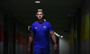 The New Zealand captain, Kieran Read, arrives at the stadium in Tokyo.