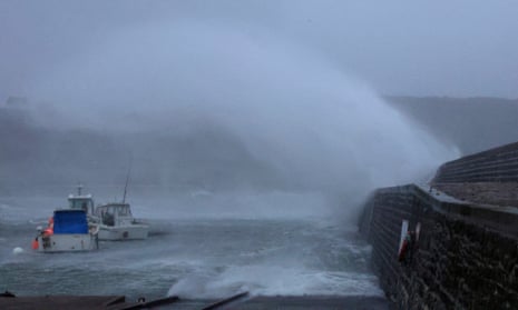 Storm Ciaran hits FranceWaves crash against the breakwater of the port during Storm Ciaran at Goury near Cherbourg, Normandy, France, November 2, 2023.