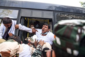 New Delhi, India
Congress supporters are detained by police during a demonstration outside the Uttar Pradesh state house, about a 19-year-old woman who was allegedly gang-raped and died from her injuries in the region