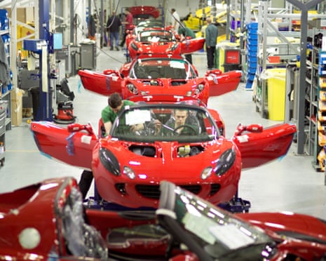 Production line at Lotus Cars, Norfolk, England.
