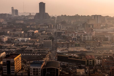 an aerial view of a city