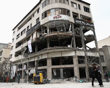 The Qatari Al Araby TV building damaged in Tehran
