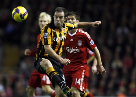 Ian Ashbee playing for Hull against Liverpool at Anfield on in 2008.