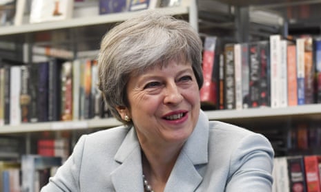 Theresa May pictured while visiting a London school in February 2018.